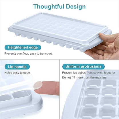 Ice Cube Maker Trays for Freezer with Lid and Storage Box, Easy Release 55 Mini Nugget Ice Cubes Tray with Cover, Ice Holder, Scooper, Flexible Durable Plastic Ice Mold & Bin, BPA Free 2 Pack - Image 3