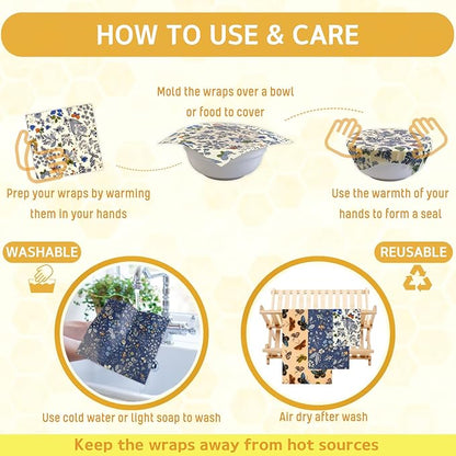 Reusable Beeswax Wrap - 9 Pack Beeswax Wraps for Food, Eco-Friendly Beeswax Food Wraps, Bread Sandwich Wrapper - Organic, Sustainable, Zero Waste, Reusable Plastic-Free Food Storage Wrap, 1XL, 3M, 5S - Image 4