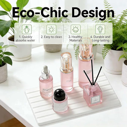2 PCS Water Absorbing Diatomite Coasters, Stone Drying Mat for Kitchen Counter, Quick Dry Stone Mat Trays for Bathroom Kitchen Counter, Soap Dish Tray Used for Hand Soaps (White-B, 8.3" x 4") - Image 7