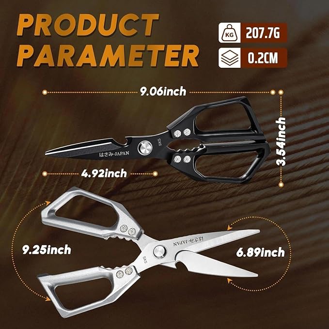 Huusk Kitchen Shears Set, Heavy Duty Poultry Shears, Japanese Kitchen Scissors for Meat, Chicken Bones, and Turkey, Christmas Gifts for Men Women - Image 6