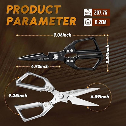 Huusk Kitchen Shears Set, Heavy Duty Poultry Shears, Japanese Kitchen Scissors for Meat, Chicken Bones, and Turkey, Christmas Gifts for Men Women - Image 6