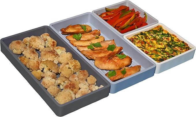 Sandunes Silicone Sheet Pan Dividers for Cooking & Meal Prep - Nonstick Bakeware Sets - 4 Silicone Baking Sheet Dividers for Oven, Air-fryer, Microwave & Dishwasher-Safe