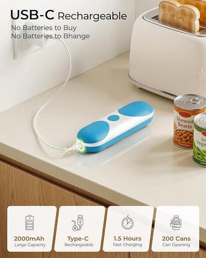 Electric Can Opener, One-Touch Automatic Can Opener, USB Rechargeable Electric Can Opener for Seniors with Arthritis- Cordless Battery Powered, Side Cut, Smooth Edge, Handsfree, for Any Size Cans - Image 3