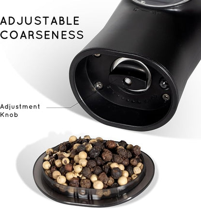 Flendy Gravity Electric Salt and Pepper Grinder Set Rechargeable, Automatic Salt and Pepper Grinder Set with USB C Charging Base, Gravity Salt and Pepper Shakers Set Electric