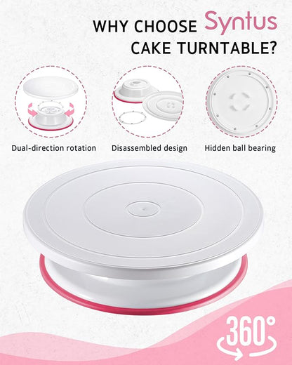 Syntus 65 PCs Cake Decorating Kit with Cake Stand Turntable, Cake Baking Supplies 30+1 Piping Bags, 24 Piping Tips, Offset & Straight Spatulas, 3 Scrapers, Leveler, 2 Couplers & 1 Tips Brush - Image 2
