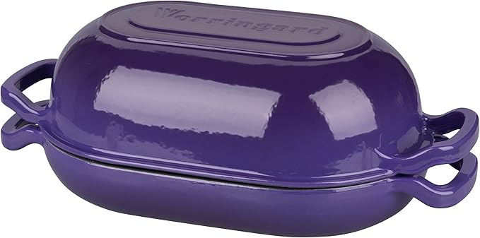 VORRINGARD Enameled Cast Iron Sourdough Bread Oven, Dutch Oven, Loaf Cast Iron Bread Pan for Homemade Bread Baking, Meatloaf Pan with Lid, 5QT, Purple - Image 8