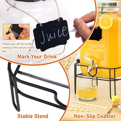 Moretoes 2 Gallon Glass Drinks Dispenser for Parties, 2 PACK Beverage Dispenser with Stand for Juice and Iced Tea, Water Jug Dispenser for Lemonade, Party Essential Beverage Pitcher with Spout - Image 5