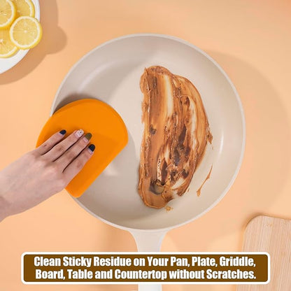Sapid Flexible Curved Edge Silicone Bowl Scraper(5.98"×4.3"), Food Grade Dough Scraper for Baking Sourdough Bread, Cake, Bench Scrapers, Multipurpose Kitchen Dish Scrapers, Easy to Clean (1, Orange) - Image 6