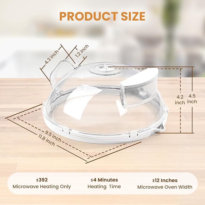 Gracenal Microwave Food Cover, 10 Inch Microwave Splatter Cover with Water Steamer and Integrated Handle, Clear Splatter Guard Microwave Cover for Food, White Cookware Lid Gifts for Mom - Image 6
