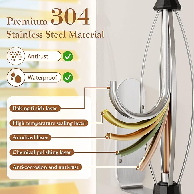 Paper Towel Holder Under Cabinet + Towel Robe Hooks, Single Hand Operable Under Cabinet Paper Towel Holder with Damping Effect Adhesive Wall Mount Paper Towel Rack for Bathroom Kitchen(Silver) - Image 5