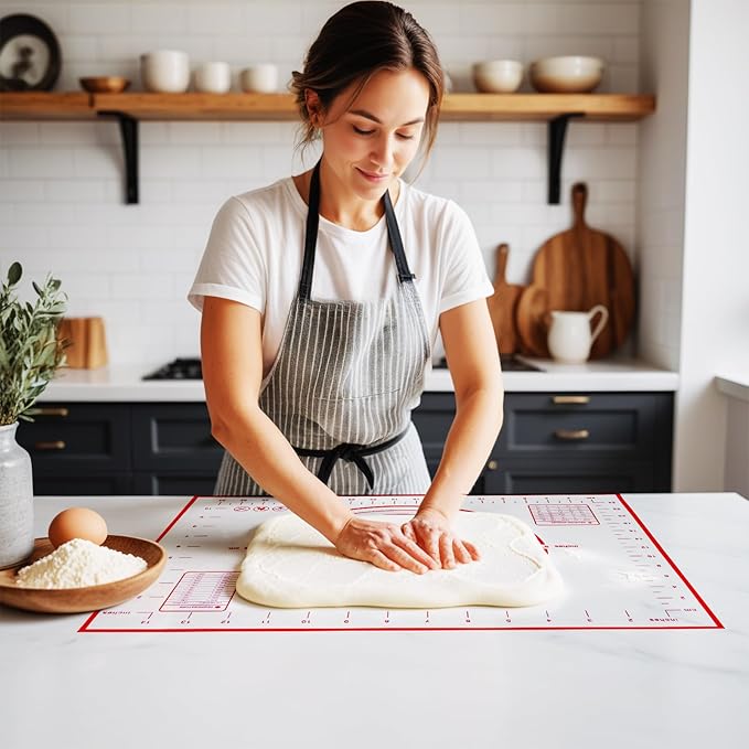 Large 24" x 16" Silicone Baking Mat | Non-Slip Pastry & Dough Mat with Dough scraper | Ideal for Rolling Out Pie Crusts, Fondant, and More | Oven-Safe Silicone Liner (24''L X 16''W) - Image 7