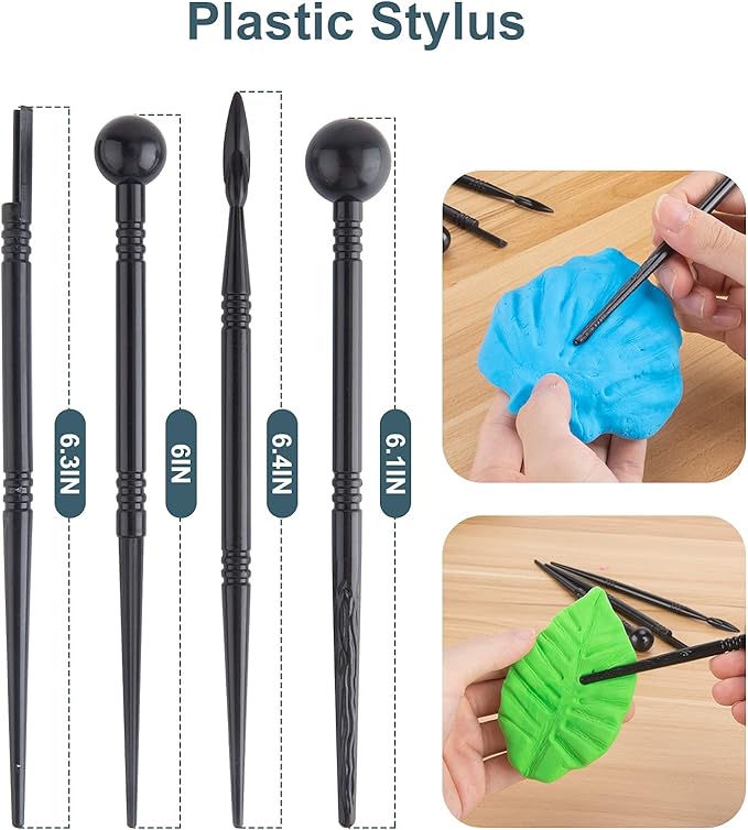 Luney Clay Tools Kit, 25 PCS Ceramics Polymer Clay Sculpting Modeling Pottery Tools Kit, Air Dry Clay for Adults, Pottery Craft, Dotting, Baking, Carving, Drawing, Molding, Modeling, Shaping - Image 6