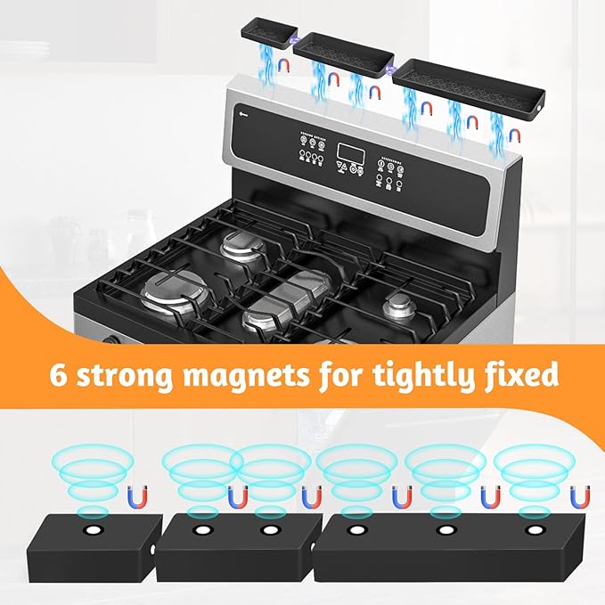 Foeacry Silicone Magnetic Shelf for Stove Top 30"/24"/20" for Kitchen Gadgets, Soft Flexible Strong Magnetic Heat Resistant Spice Rack Kitchen Organizer for Back of Oven - Image 3