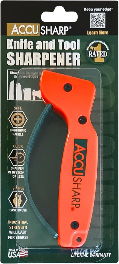 AccuSharp Knife Sharpener, Ergonomic Comfortable Handle, Compact & Easy to Use, Restore and Hone Straight & Serrated Knives, Blaze Orange - Image 3