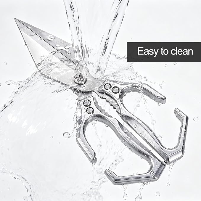 Kitchen Shears,Poultry Scissors,Stainless Steel Heavy Duty Scissors,Universal Metal Handles for Both Left and Right Hands,Dishwasher Safe Shears Sharp for Meat/Food/Home/Courtyards(Silver)
