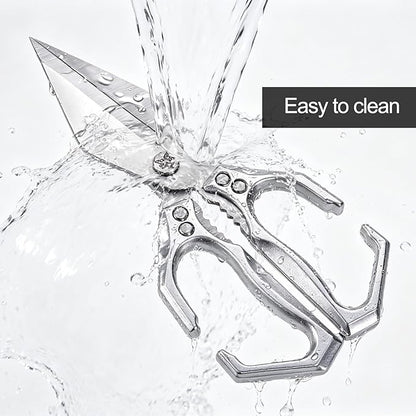 Kitchen Shears,Poultry Scissors,Stainless Steel Heavy Duty Scissors,Universal Metal Handles for Both Left and Right Hands,Dishwasher Safe Shears Sharp for Meat/Food/Home/Courtyards(Silver)