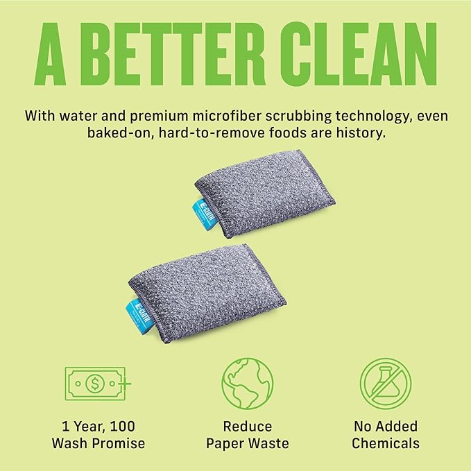 E-Cloth Non-Scratch Scrubbing Pads - Scrubbing Dish Sponges Kitchen Cleaning Kit - Reusable Scrubber Sponges for Dishes and Cleaning - Non-Scratch Scrubbers for Cleaning - 2-Pack - Image 4