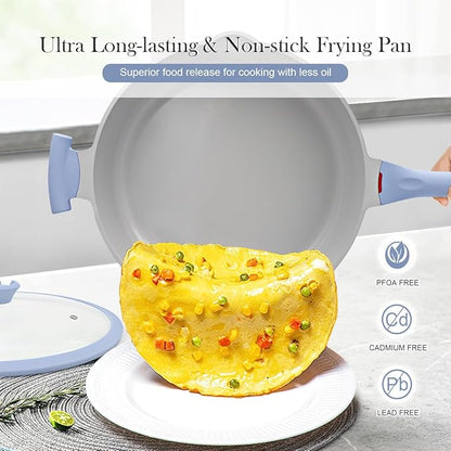 AIKENBBKK Ceramic Frying Pan Skillet Nonstick with Lid, 14 Inch Large Deep Saute Pan, Big Induction Pan Non Stick, 2-1 Cooking Cookware with Helper Handle,Family Size,Suitable for All Stoves,PFOA-Free - Image 5