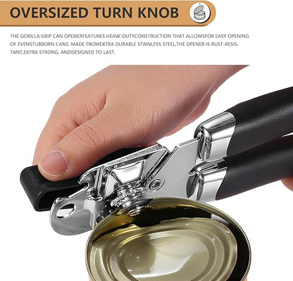 Can Opener Manual Heavy Duty - Hand Held Strong Can Openers for Seniors with Oversized Turn Knob, Soft Grip Sharp Blade, Solid Steel Hand Manual Can Open for Kitchen & Camping