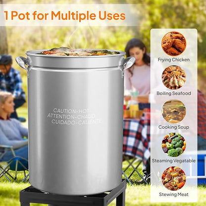 ROVSUN 44QT Stainless Steel Seafood Boil Pot with Strainer Basket, Lid & Hook, Versatile Stock Pot for Crab, Lobster, Shrimp Boiling, Heavy-Duty Turkey Fryer for Outdoor Cooking & Gatherings - Image 5