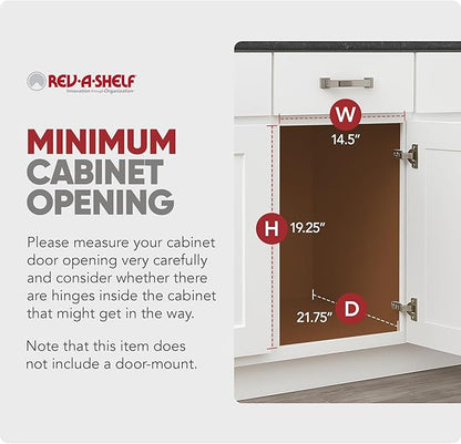 Rev-A-Shelf RV-18KD-1918C-S Double Pullout Trash Can for Kitchen Cabinets 35 Quart Garbage Recycling Bin Container on Full Slides, Green/Black