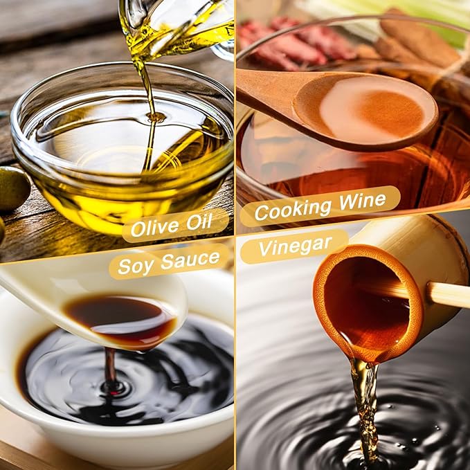 Olive Oil Dispenser Bottle, 2 Pcs Glass Oil Bottle for Kitchen, Oil and Vinegar Dispenser Set with 2 Stainless Steel Pourers, 4 Labels,1 Brush and 1 Funnel