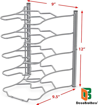 Deco Brothers Pan Organizer Rack for Kitchen Cabinet and Counter, Silver - Image 3