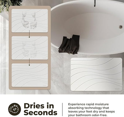 TOSORO - Stone Bath Mat Diatomaceous Earth Shower Mat Non-Slip Super Absorbent Diatomite Stone Bath Mats for Bathroom Floor Quick Drying Natural Easy to Clean (23.5 x 15) - Sandstone