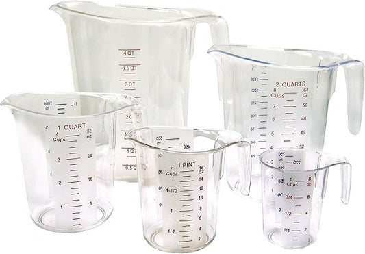 Winco 5-Piece Measuring Cup Set, Polycarbonate, Clear by Winco