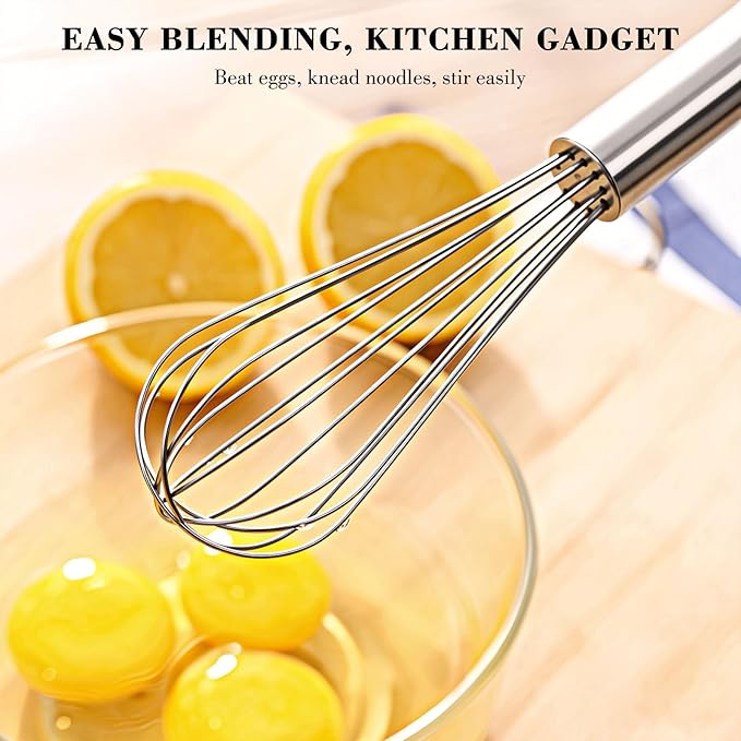 NileHome Stainless Steel Whisk Set 8" 10" 12" Kitchen Whisk Balloon Whisk Kitchen Wisk Wire Whisks for Cooking, Whisking, Blending, Beating, Stirring-3 Pack… - Image 4