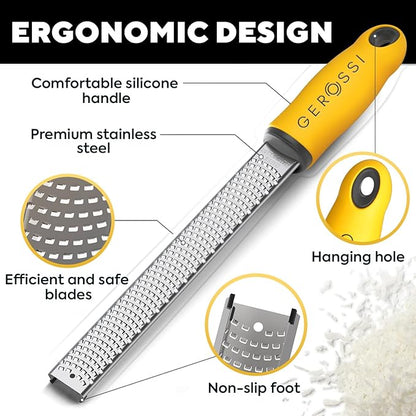 Stainless Steel Cheese and Citrus Zester Grater w/Extra Sharp Blade - Perfect for Lemons, Parmesan, Garlic, Chocolate - Spice Up any Kitchen Dish in Seconds with Your Premium Hand Held Shredder - Image 4