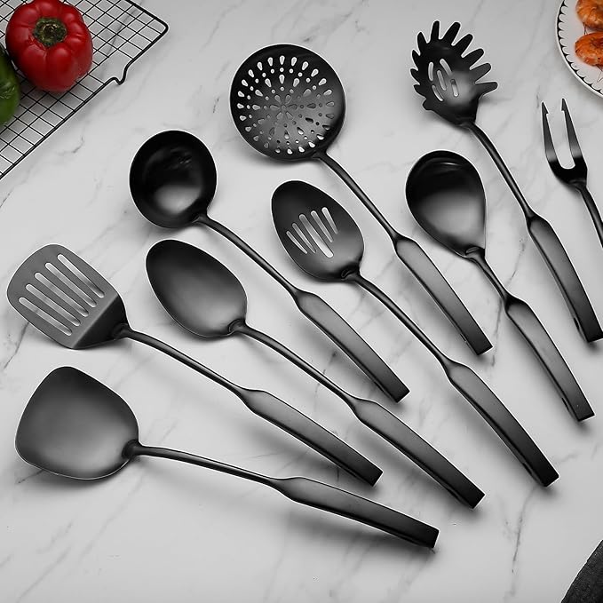 9PCS Silverware Set for 304 Stainless Steel Kitchen Utensils Set Cooking Utensil Set, 15 Inches All Metal Cooking Tools Wok Kitchen Cookware Set with Spatula Useful Pots and Pans Accessories - Image 6