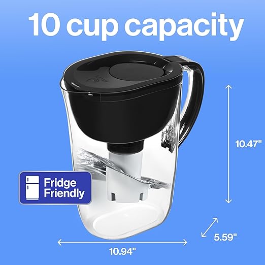 Brita Large Water Filter Pitcher for Tap and Drinking Water with SmartLight Change Indicator, Includes 1 Standard Filter, BPA-Free, Lasts 2 Months, 10-Cup Capacity, Stretch Limo Black - Image 11