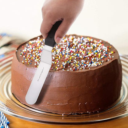 Angled Icing Spatula, Stainless Steel Offset Spatula, Cake Spatula Set of 2 Black 6, 8 inch Blade - Image 4