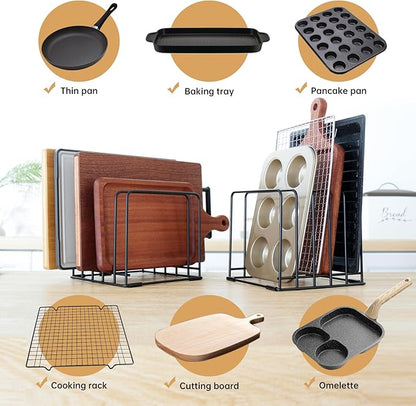 Cutting Board Organizer,Kitchen Cabinet Organizer,Divided Rack with 5 Slots for Baking Trays,Space-Saving Kitchen Storage for Cutting Boards, Cookie Sheet, Thin Pans and Baking Sheets Holder (1pcs) - Image 3