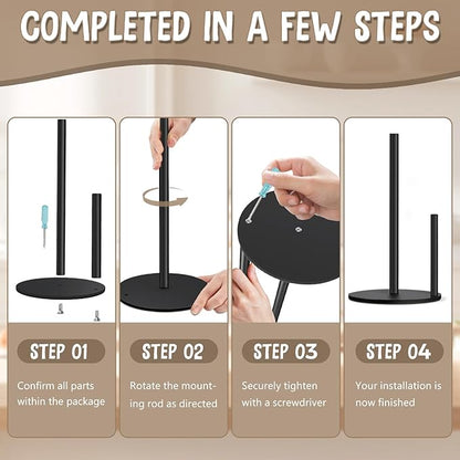 Paper Towel Holder Countertop, Premium Stainless Steel Black Paper Towel Holder with Anti Slip & Waterproof, Freestanding Countertop Paper Towels Holder for Kitchen, Tabletop, Bathroom - Image 7