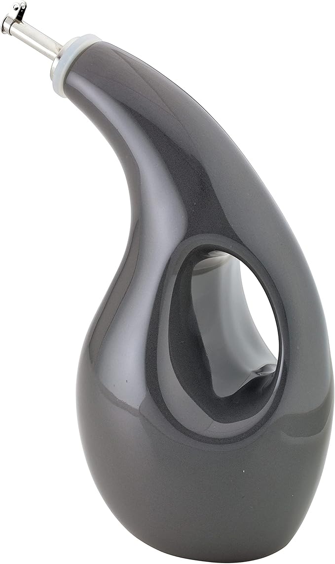 Rachael Ray 48465 Ceramic EVOO Oil and Vinegar Dispensing Bottle with Spout, 24 Ounce - Dark Gray - Image 7