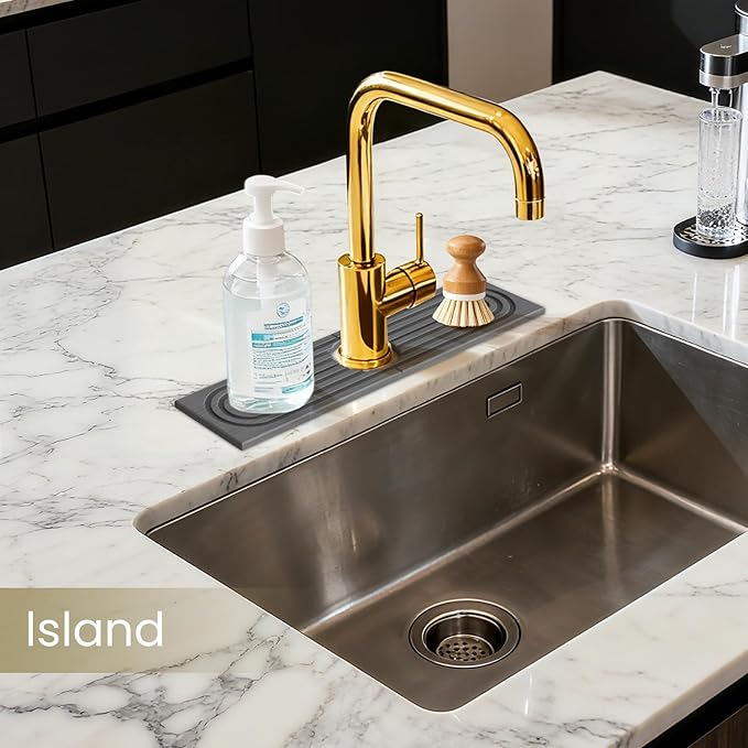 Premium Diatomite Stone Drying Mat for Kitchen Counter, Faucet Mat for Kitchen Sink, Sink Protector & Splash Guard, Quick-Dry Kitchen Sink Mat,Super Absorbent (Gray, 15.8"x4") - Image 4