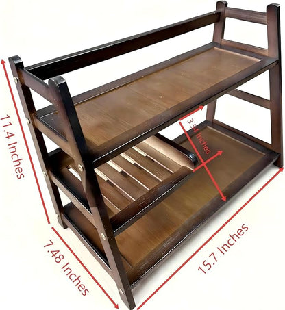 3 Tier Bamboo Matcha Station, coffee station organizer Shelf with Drawer for Kitchen Countertop, Tea Bar - Matcha Powder, Tools & Cup Organizer for Matcha Lovers, Home Baristas. - Image 5