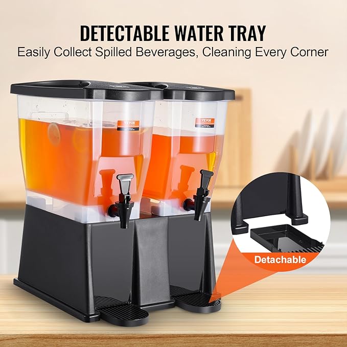 VEVOR Beverage Dispenser, 3 Gallon x 2 Drink Dispensers for Parties, Plastic Juice Dispenser with Stand Spigot Lid, Iced Tea Lemonade Juice Water Dispenser, for Restaurants, Hotels, Parties - Image 5