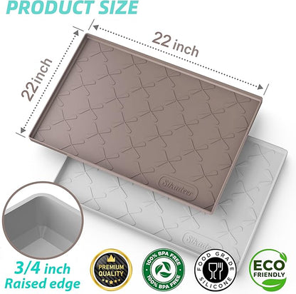 SIKADEER 22" x 22" Under Sink Mat Waterproof, Silicone Mat Kitchen Drawer Shelf and Cabinet Liner, Sink Protector for Kitchen Organizers and Storage, Boot Tray Pet Food Mats - Image 3