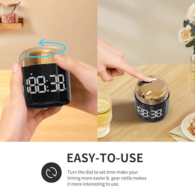 Digital Kitchen Timer,Countdown Countup Timer with Large LED Display Volume Adjustment,Timer for Cooking, Classroom Time for Kids and Teachers. (Gold) - Image 2