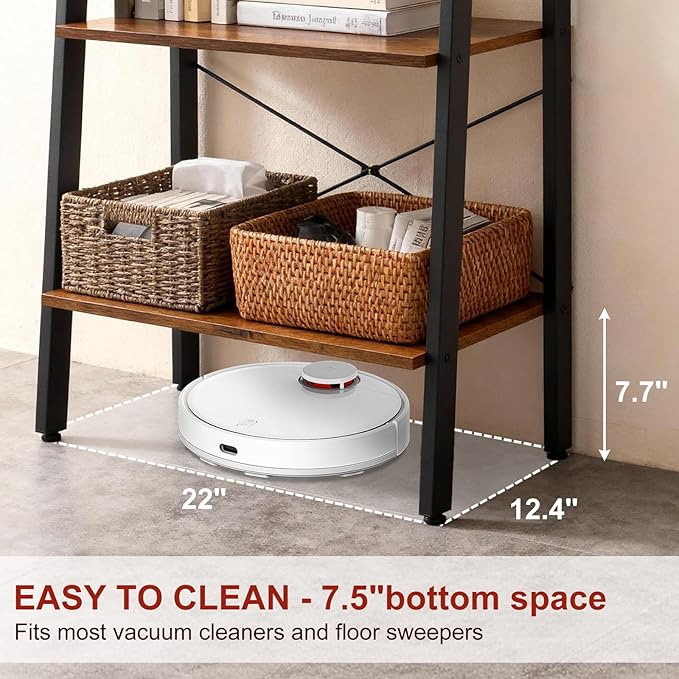DUMOS Ladder Shelf, 4-Tier Display Bookshelf, Industrial Style Storage Standing Shelf, Decorative Shelves with Stable Frame for Living Room, Bedroom, Office, Kitchen, Bathroom, Brown - Image 6