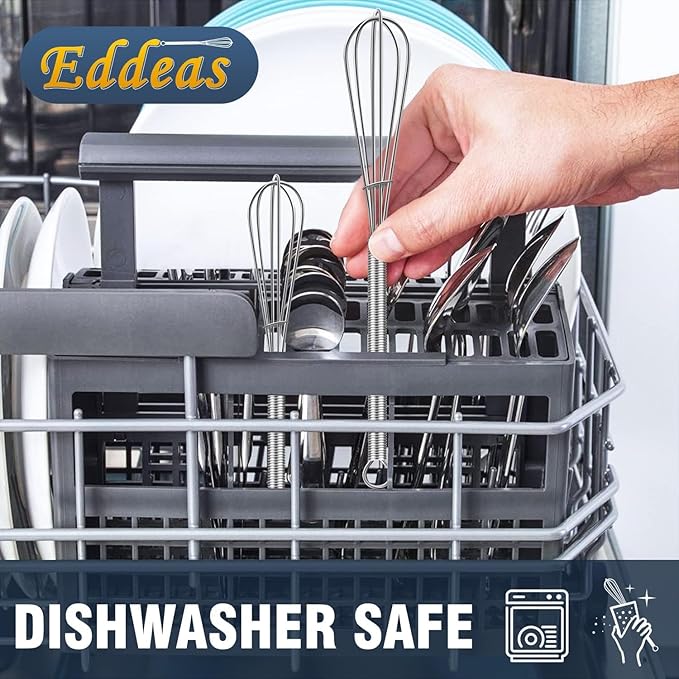 Eddeas Small Whisk Stainless Steel, Mini wire whisk 3 Pieces, 5in, 6in & 7in Tiny Whisks Perfect for Whisking, Beating, Mixing Sauces & Blending Ingredients. - Image 7