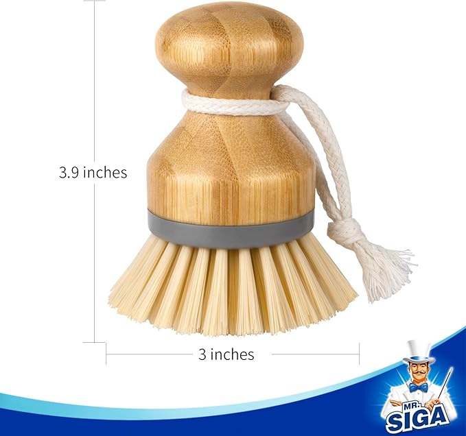 MR.SIGA Bamboo Palm Brush, Scrub Brush for Dishes Pots Pans Kitchen Sink Cleaning, Pack of 2 - Image 7