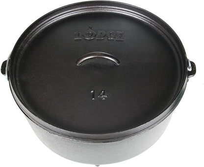 Lodge 10 Quart Pre-Seasoned Cast Iron Camp Dutch Oven with Lid - Dual Handles - Use in the Oven, on the Stove, on the Grill or over the Campfire - Black - Image 3