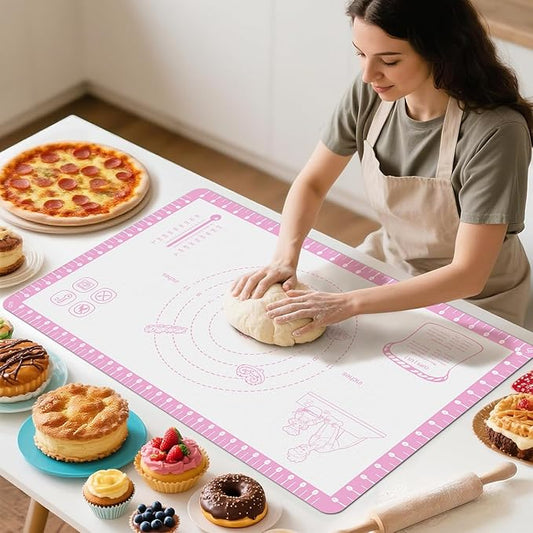 Silicone Macaron Baking Mat with 10 Recipes, Non Stick Silicone Mat for Pastry, Cookie, Macaron, Pizza,Bread, Surdough,Fondant, Extra Large and Dishwasher Safe by Bredominant