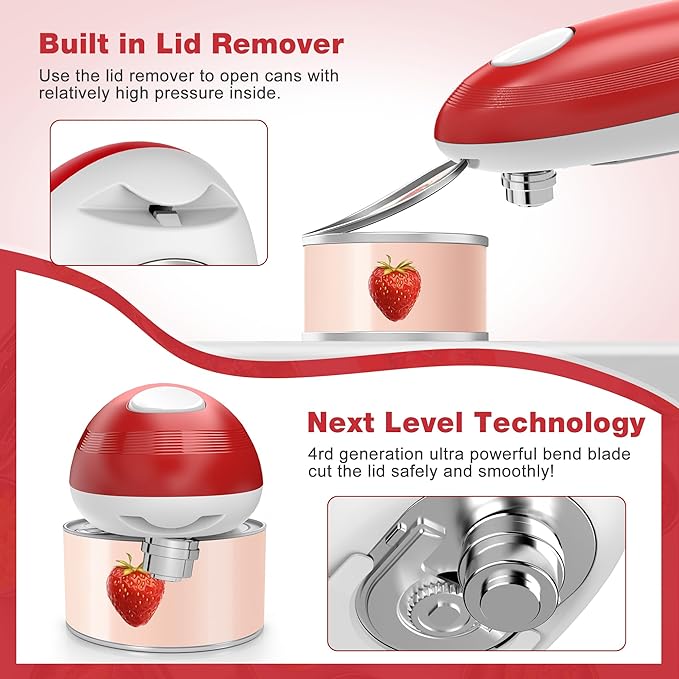 Electric Can Opener, Food Safe Automatic Can Opener with Smooth Edge, Open Your Cans with A Simple Press of Button, Can Opener Electric Kitchen Gifts for Seniors and Arthritis - Image 6