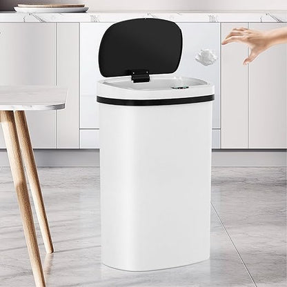 13 Gallon Trash Can,50Liter Plastic High-Capacity Automatic Kitchen Trash Can with Lid,Motion Sensor Touch Free Garbage Cans for Bathroom, Bedroom, and Kitchen (2, White) - Image 9