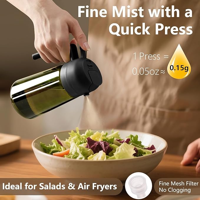SWEET VIEW - Olive Oil Sprayer for Cooking, 16oz/470ml Glass Light-Proof Oil Pourer for Kitchen with Stickers for Air Fryer, Cooking, Salad, and BBQ with Stickers - Image 3